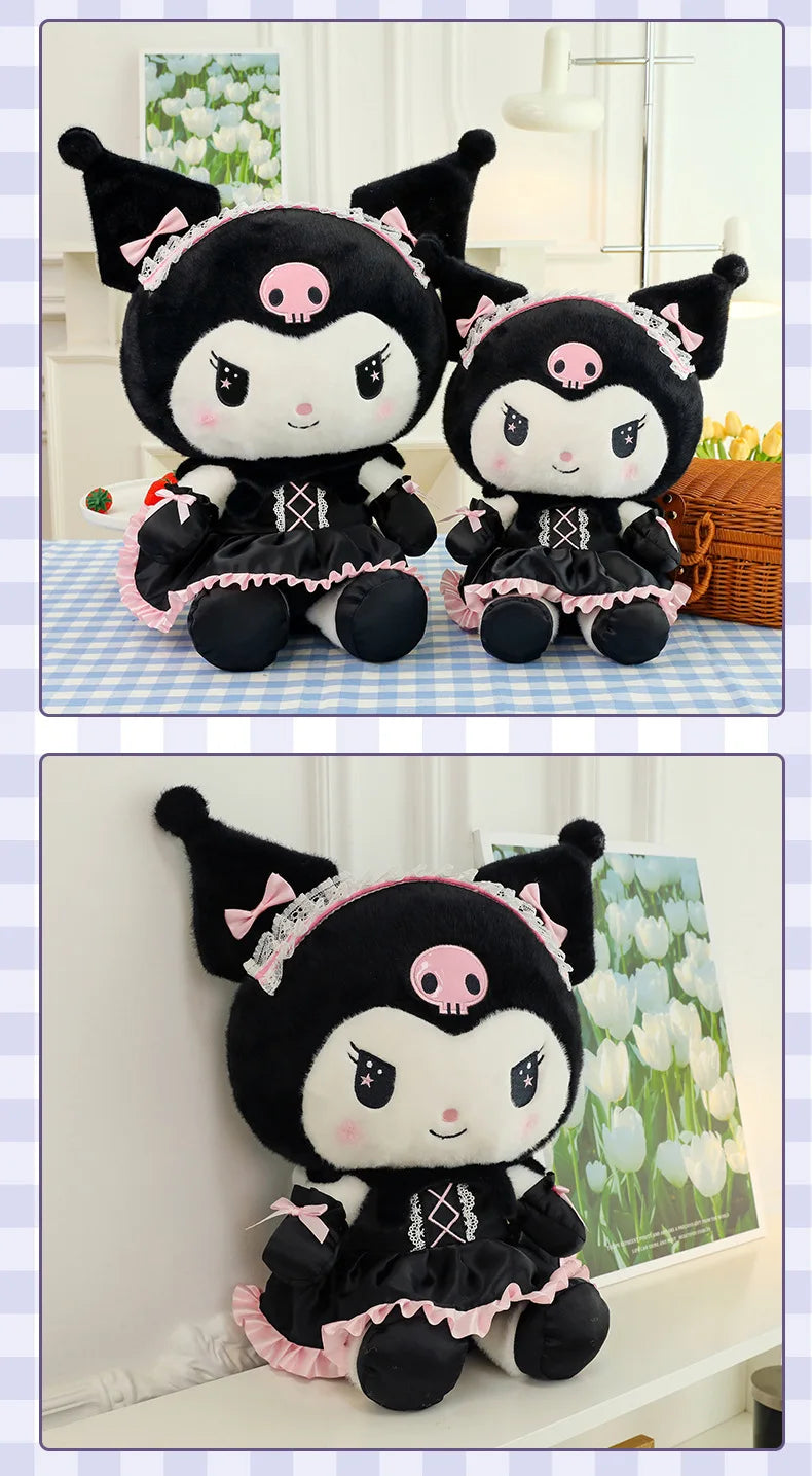 Cartoon Sanrio Kuromi Plüschpuppe, Große niedliche Uniform, Kleiner Teufel Kawaii Plüschtier Stofftier