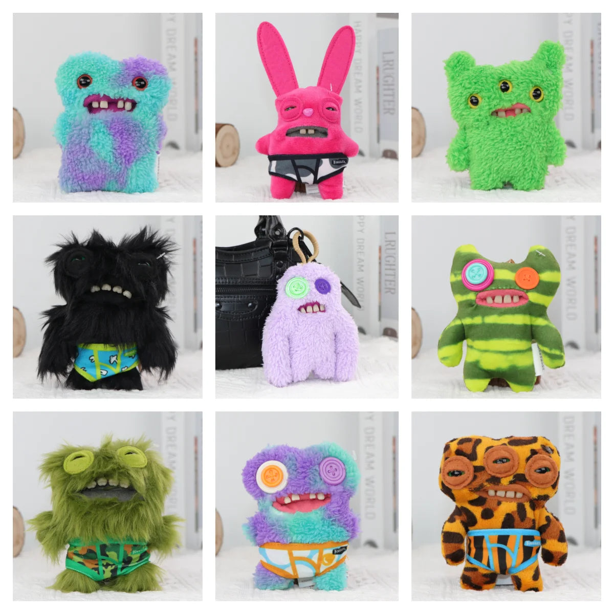 Fuggler Lustiges hässliches Monster, Original-Plüschpuppe, Zähne, Monster-Anhänger, Schlüsselanhänger, 9,5–14 cm