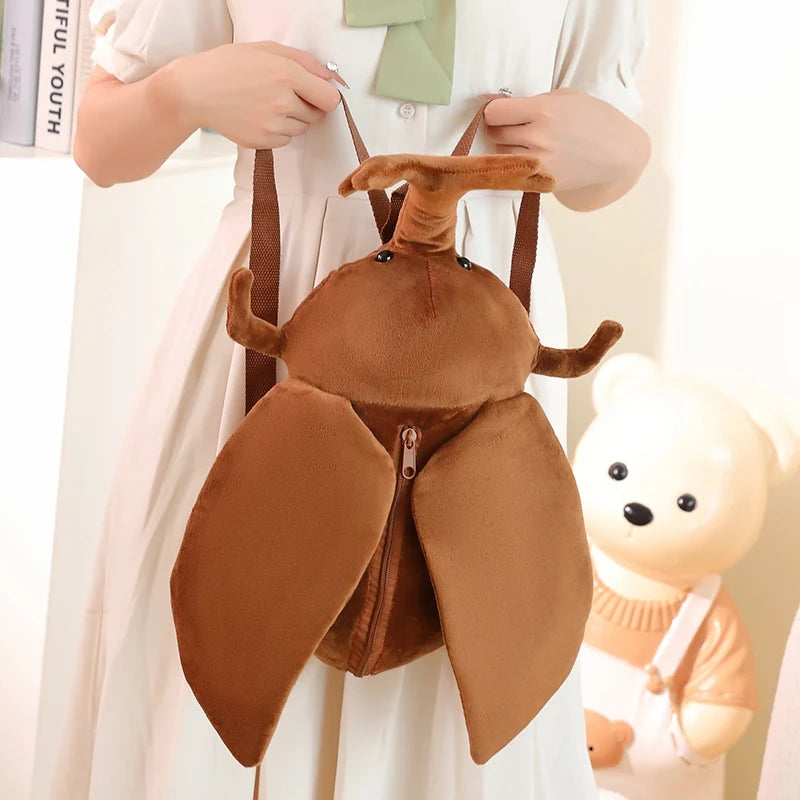 45cm lustiges kreatives Cartoon-Insekt, Zikadenkäfer-Plüschpuppe, Rucksack, braun-grünes Insekten-Plüschtier