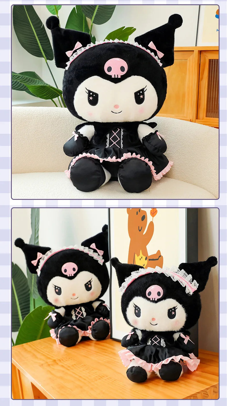 Cartoon Sanrio Kuromi Plüschpuppe, Große niedliche Uniform, Kleiner Teufel Kawaii Plüschtier Stofftier