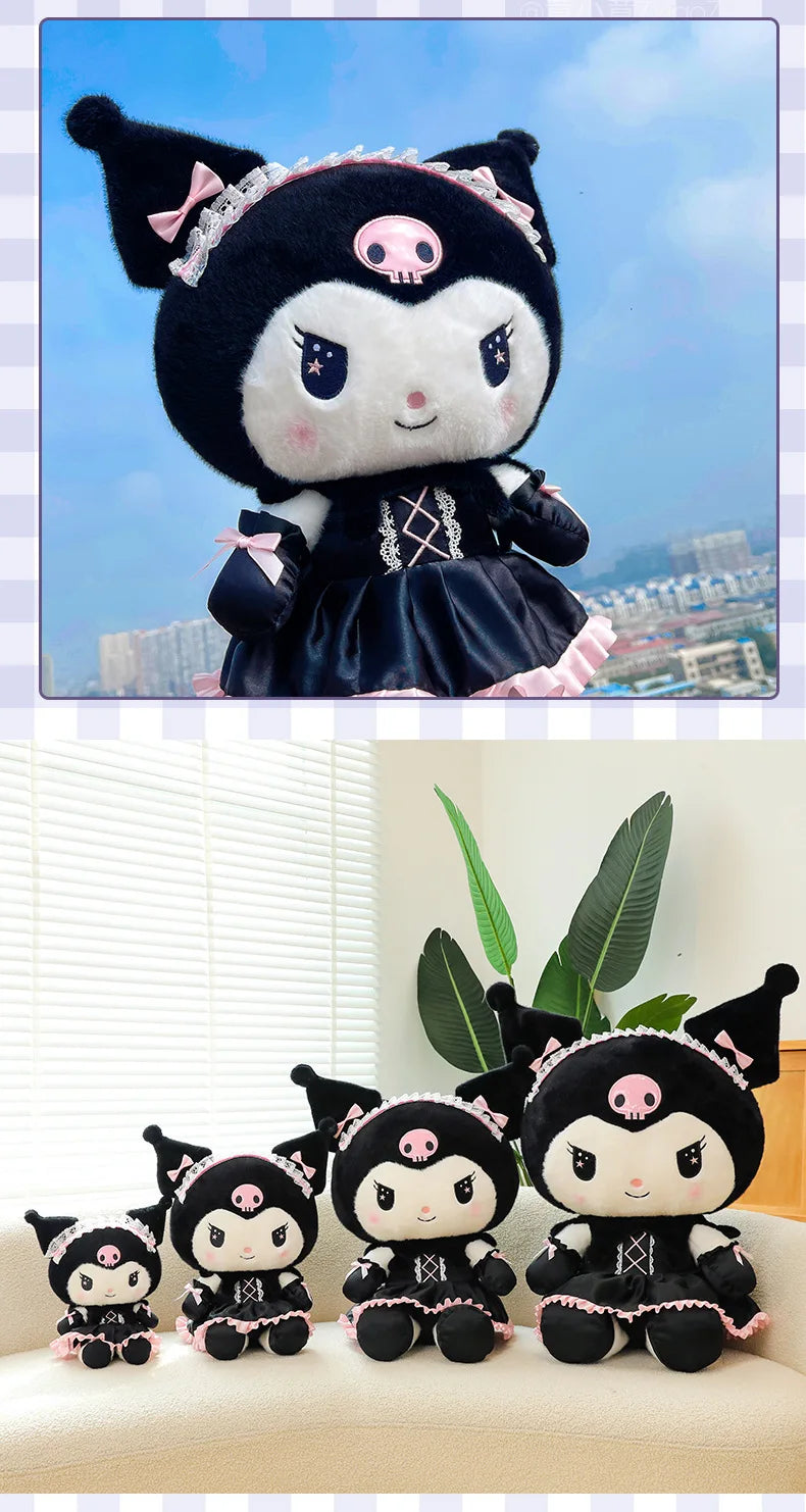 Cartoon Sanrio Kuromi Plüschpuppe, Große niedliche Uniform, Kleiner Teufel Kawaii Plüschtier Stofftier