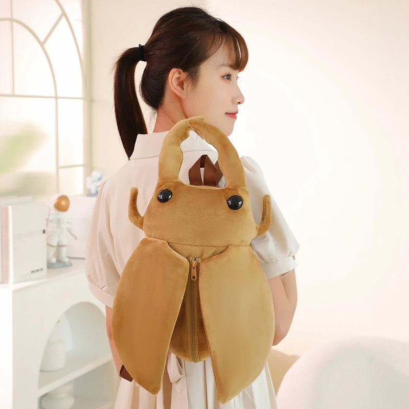 45cm lustiges kreatives Cartoon-Insekt, Zikadenkäfer-Plüschpuppe, Rucksack, braun-grünes Insekten-Plüschtier