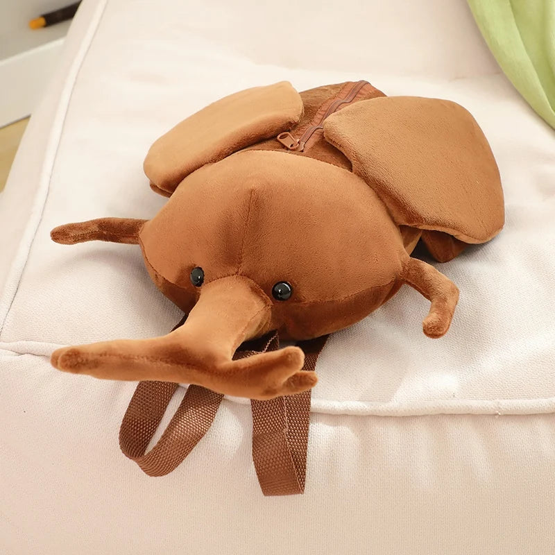 45cm lustiges kreatives Cartoon-Insekt, Zikadenkäfer-Plüschpuppe, Rucksack, braun-grünes Insekten-Plüschtier