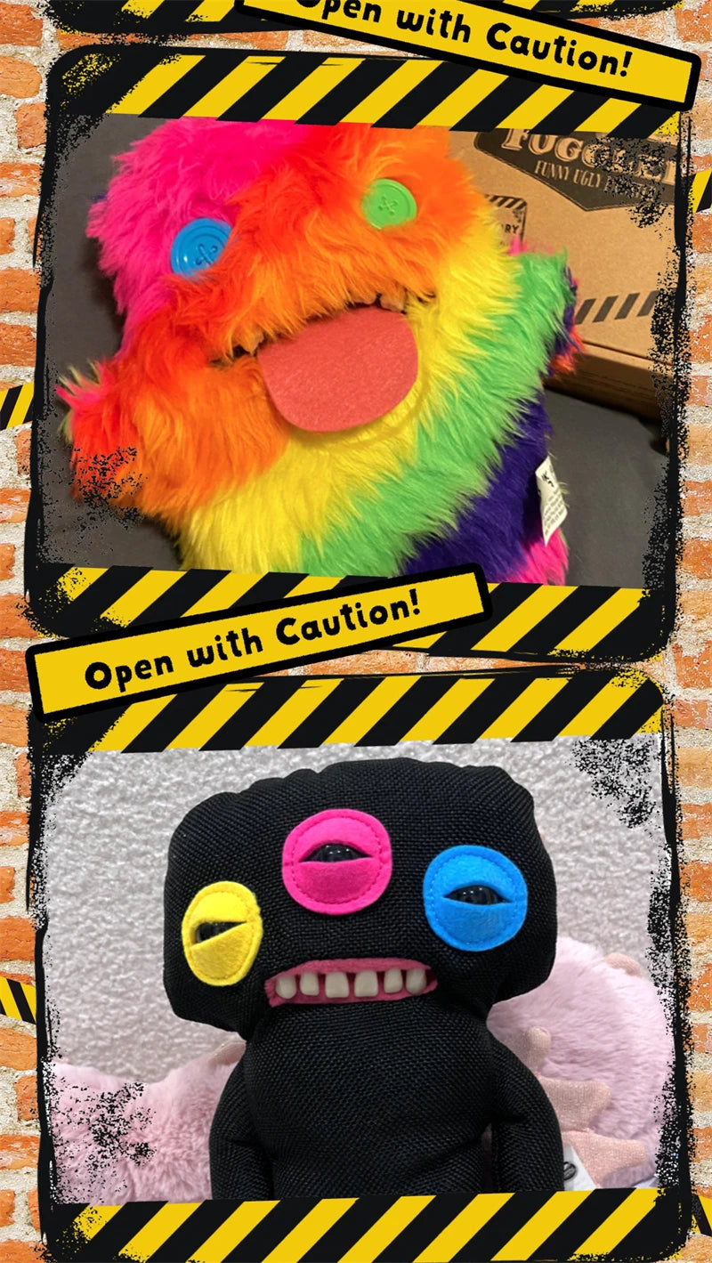 Original Fuggler Ugly Monster, Lustiges Plüschtier, mit weit aufgerissenen Augen