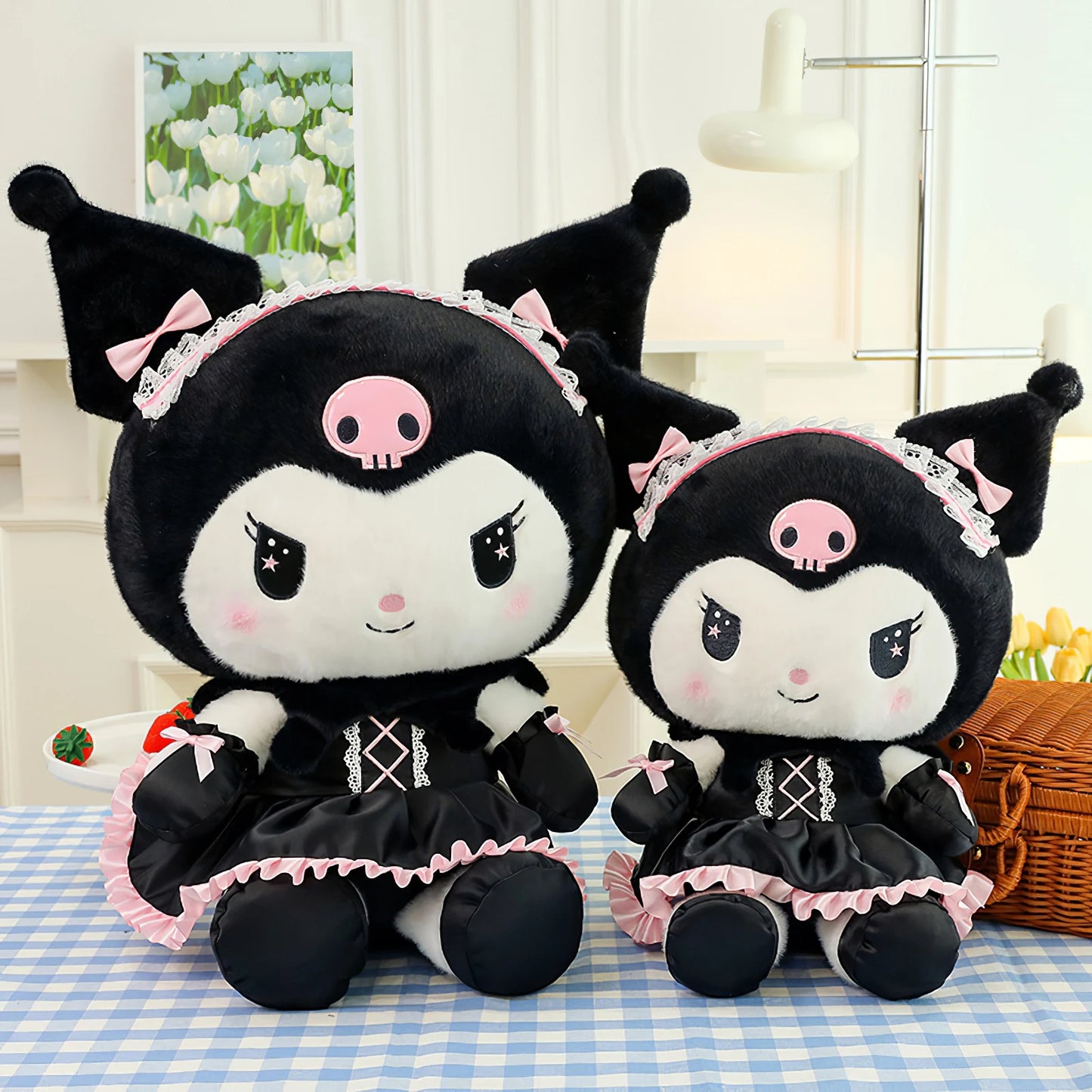 Cartoon Sanrio Kuromi Plüschpuppe, Große niedliche Uniform, Kleiner Teufel Kawaii Plüschtier Stofftier