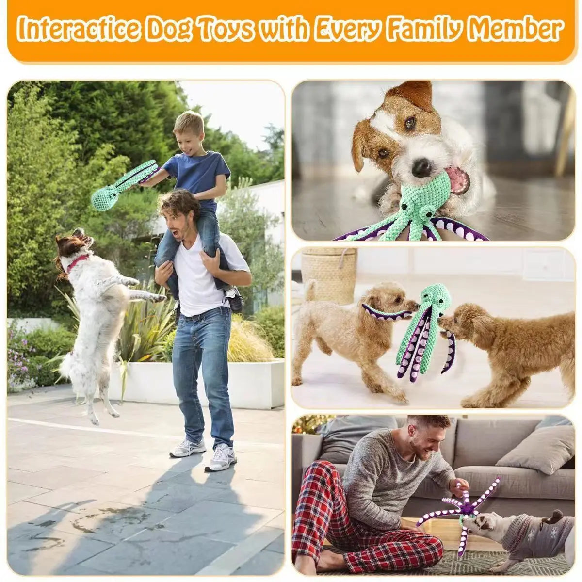 Hunde-Plüsch-Oktopus-Spielzeug, interaktiver Sound, Anti-Abriss, für Hunde-Langeweile, Begleiter-Spielzeug