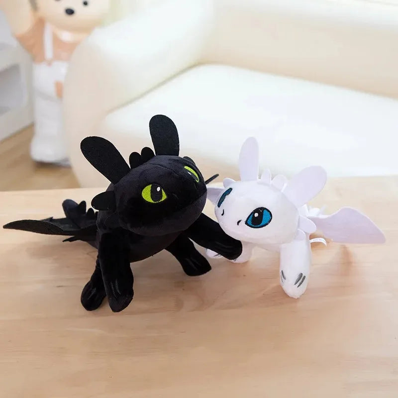 Großes Plüschtier Drachenspielzeug Kawaii Weiß Schwarz, Plüschspielzeug