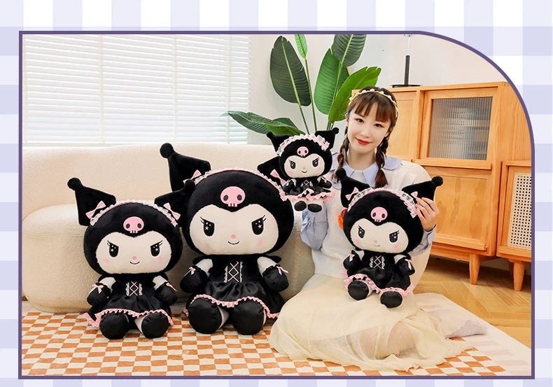 Cartoon Sanrio Kuromi Plüschpuppe, Große niedliche Uniform, Kleiner Teufel Kawaii Plüschtier Stofftier
