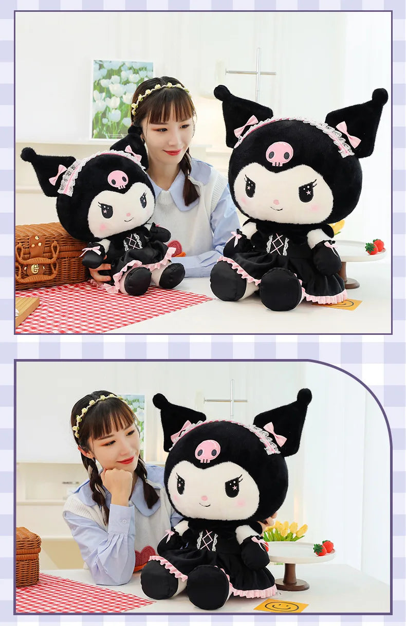 Cartoon Sanrio Kuromi Plüschpuppe, Große niedliche Uniform, Kleiner Teufel Kawaii Plüschtier Stofftier