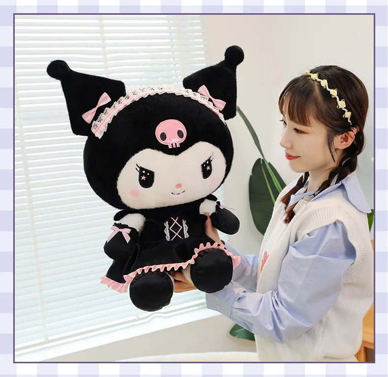 Cartoon Sanrio Kuromi Plüschpuppe, Große niedliche Uniform, Kleiner Teufel Kawaii Plüschtier Stofftier