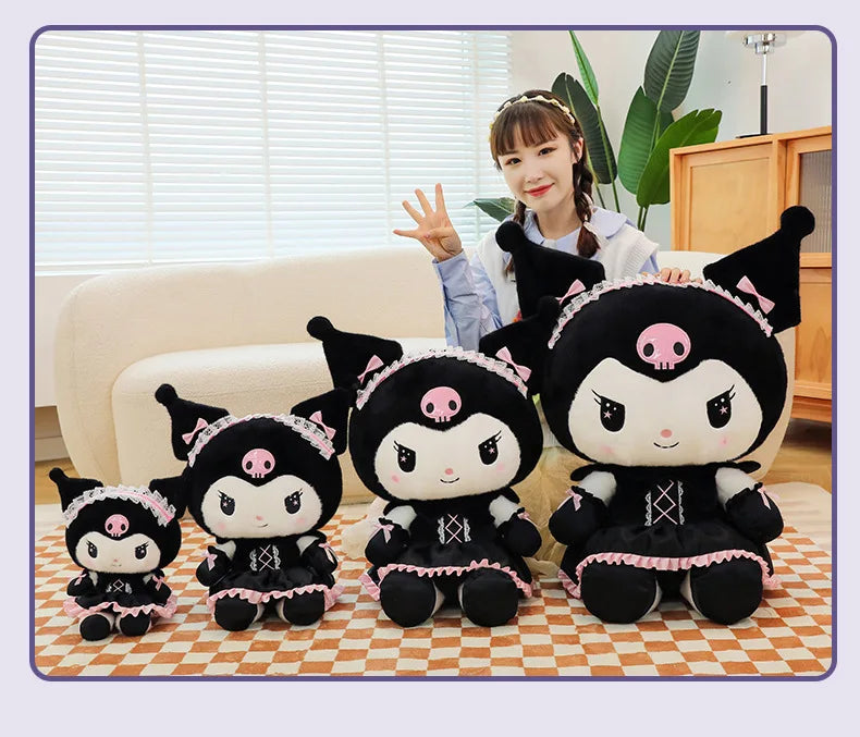 Cartoon Sanrio Kuromi Plüschpuppe, Große niedliche Uniform, Kleiner Teufel Kawaii Plüschtier Stofftier