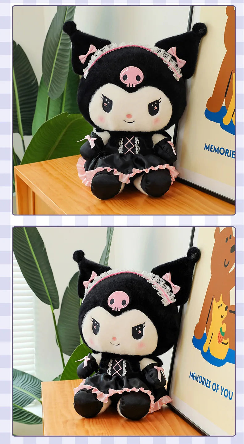 Cartoon Sanrio Kuromi Plüschpuppe, Große niedliche Uniform, Kleiner Teufel Kawaii Plüschtier Stofftier