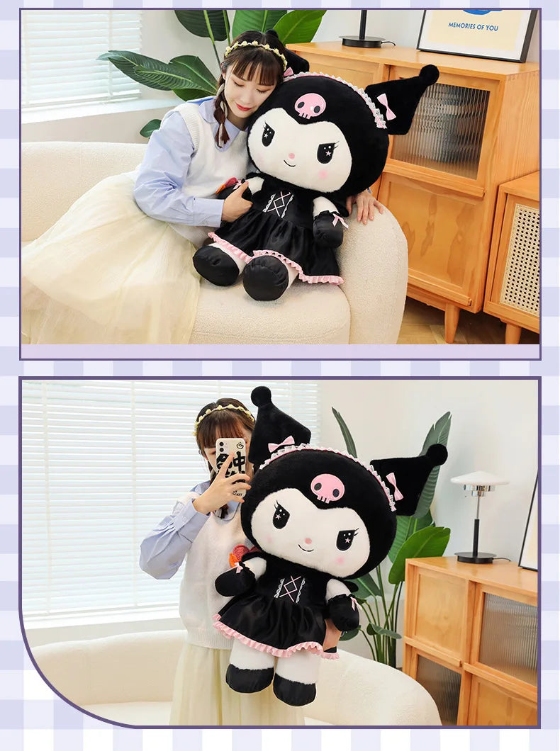 Cartoon Sanrio Kuromi Plüschpuppe, Große niedliche Uniform, Kleiner Teufel Kawaii Plüschtier Stofftier