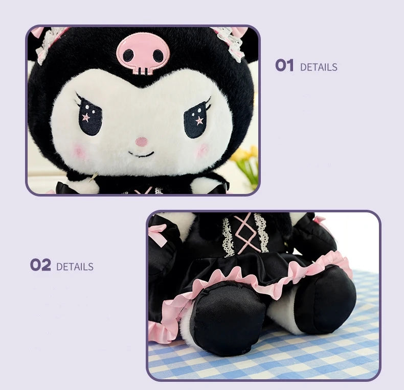 Cartoon Sanrio Kuromi Plüschpuppe, Große niedliche Uniform, Kleiner Teufel Kawaii Plüschtier Stofftier