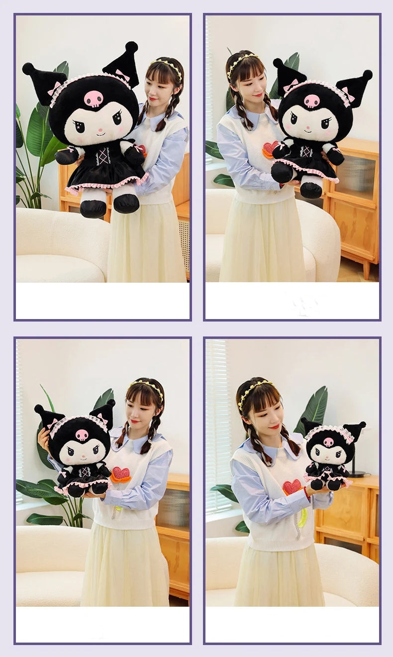 Cartoon Sanrio Kuromi Plüschpuppe, Große niedliche Uniform, Kleiner Teufel Kawaii Plüschtier Stofftier