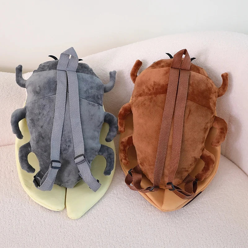 45cm lustiges kreatives Cartoon-Insekt, Zikadenkäfer-Plüschpuppe, Rucksack, braun-grünes Insekten-Plüschtier
