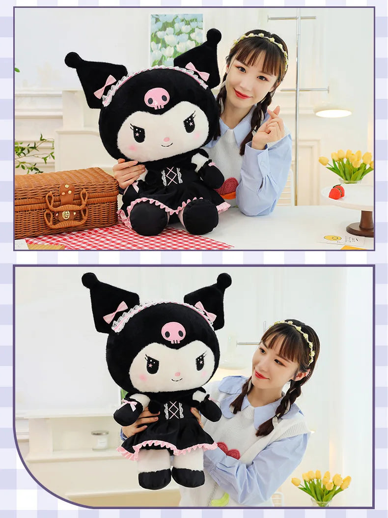 Cartoon Sanrio Kuromi Plüschpuppe, Große niedliche Uniform, Kleiner Teufel Kawaii Plüschtier Stofftier
