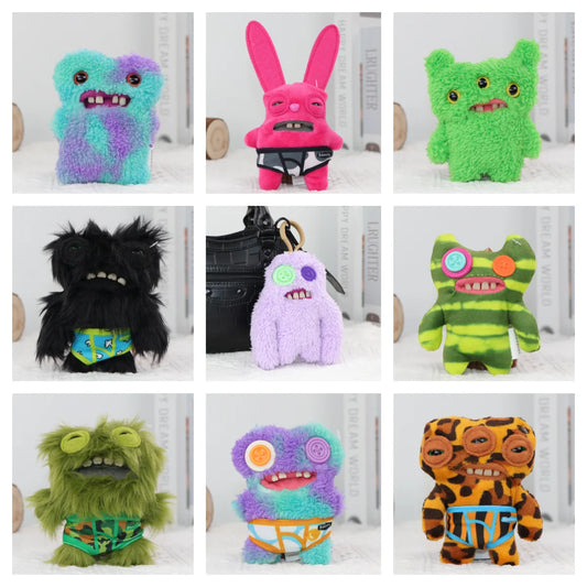Fuggler Lustiges hässliches Monster, Original-Plüschpuppe, Zähne, Monster-Anhänger, Schlüsselanhänger, 9,5–14 cm