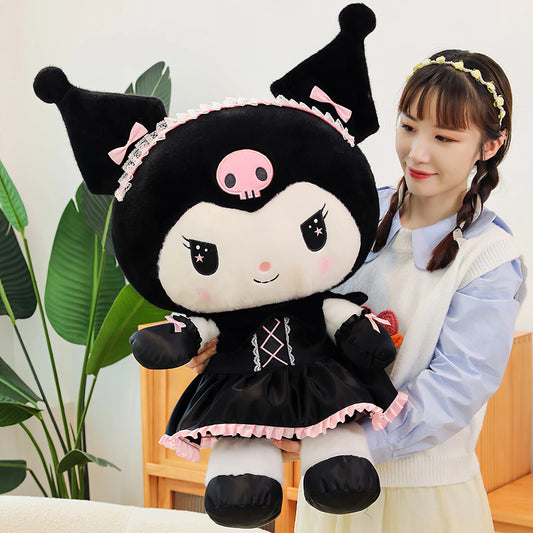 Cartoon Sanrio Kuromi Plüschpuppe, Große niedliche Uniform, Kleiner Teufel Kawaii Plüschtier Stofftier