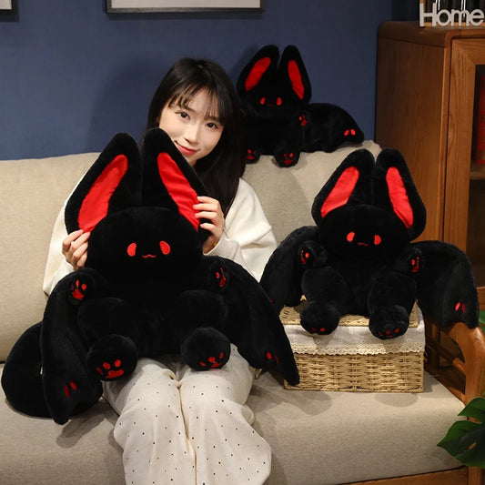 25–55cm grosses, schönes Fledermaus-Plüschtier, langer Schwanz, weiße und schwarze Fledermaus, Stoffpuppe