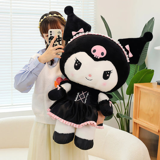 Cartoon Sanrio Kuromi Plüschpuppe, Große niedliche Uniform, Kleiner Teufel Kawaii Plüschtier Stofftier