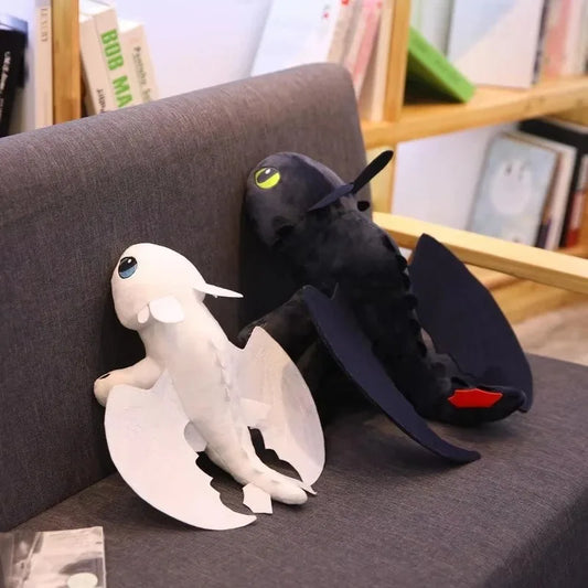 Großes Plüschtier Drachenspielzeug Kawaii Weiß Schwarz, Plüschspielzeug